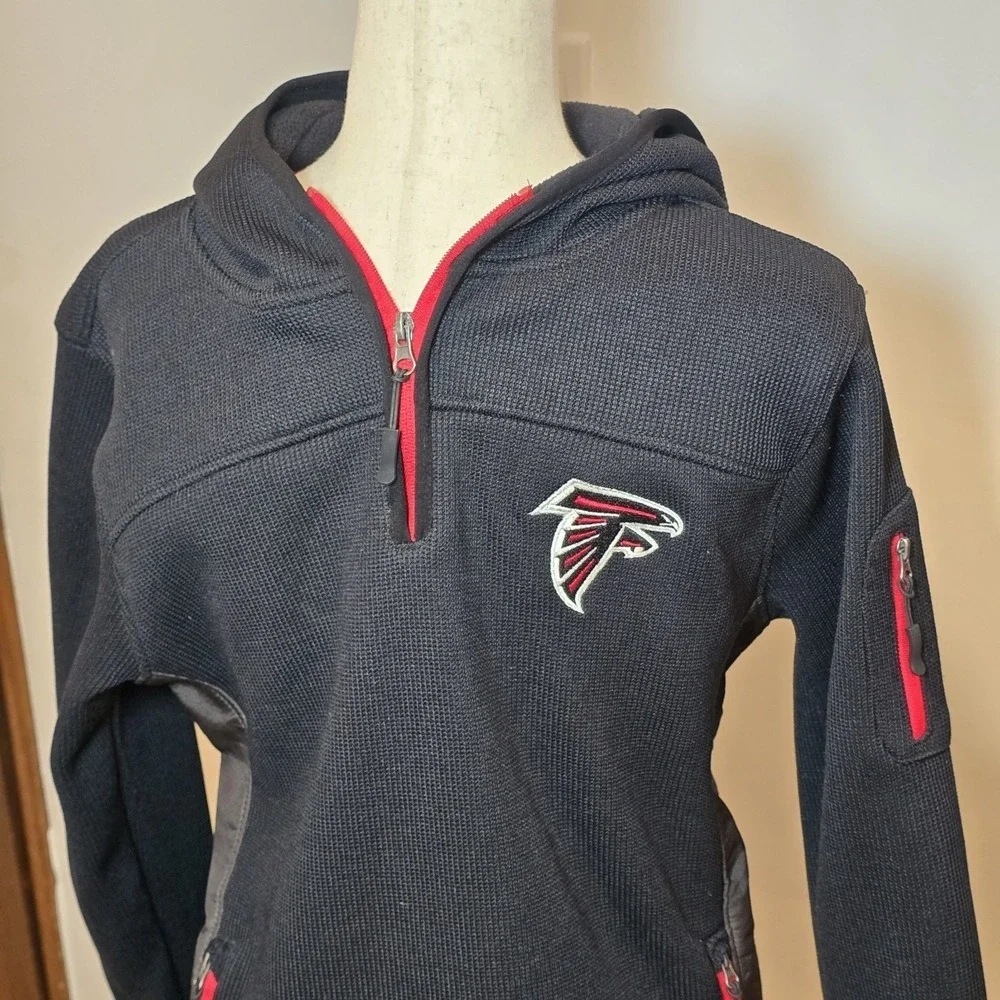 Atlanta Falcons NFL Full Zip Black Red Hoodie Hooded‎ Sweatshirt Pockets Warm XL